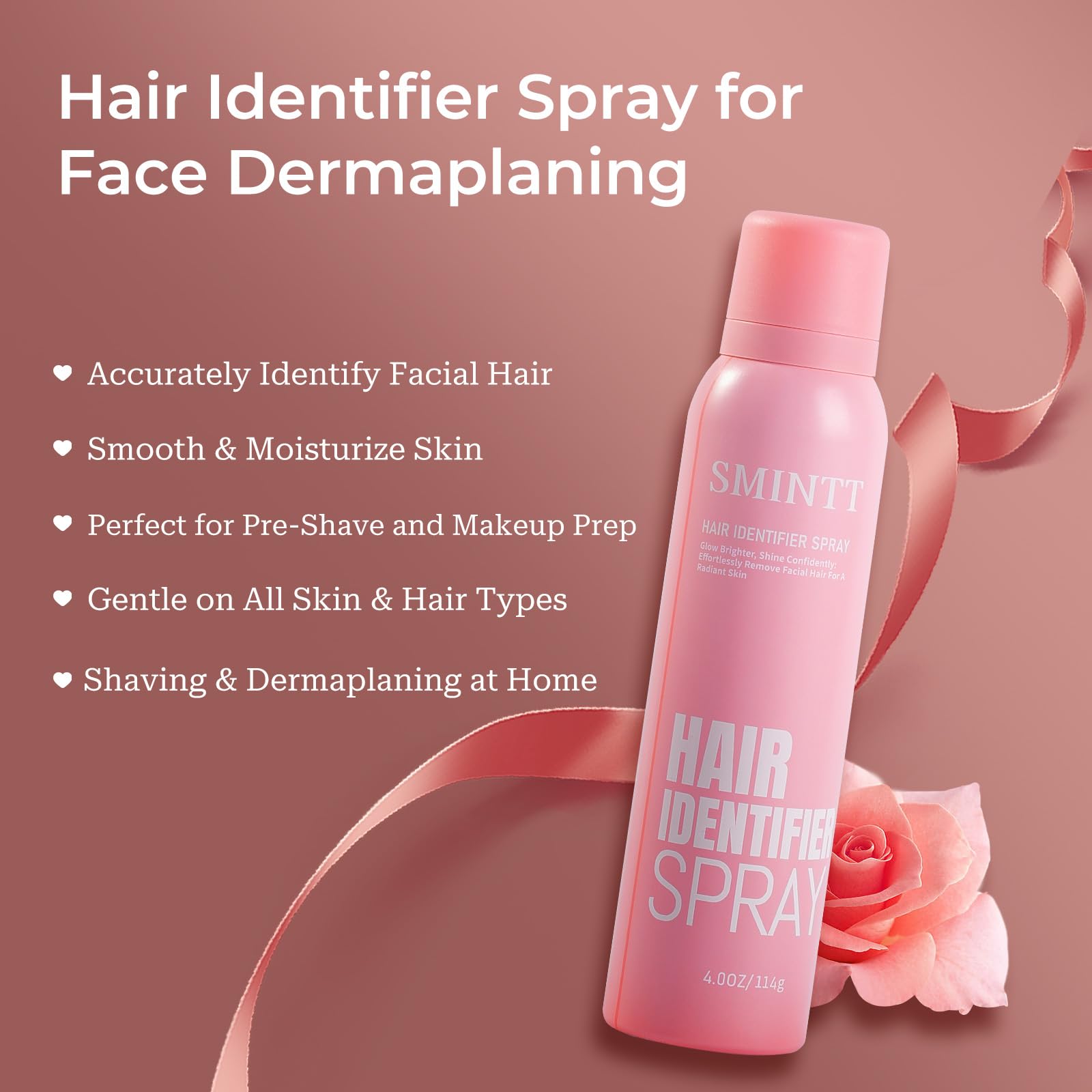 SMINTT Hair Identifier Spray for Face Shaving, Facial Dermaplane Spray for Smooth Skin & Flawless Makeup-Prep, Botanical Extracts, All Skin Types, Gifts for Women, 2pcs