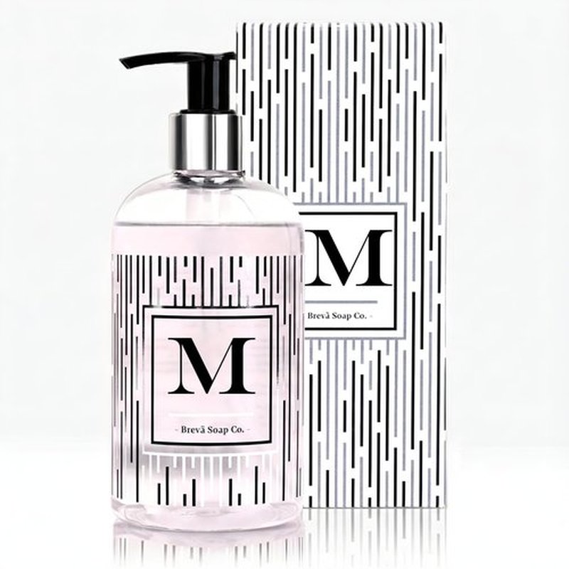 Brevä Soap Co. Monogrammed Luxury Liquid Hand Soap | Choose from Letters A to Z | Citrus Bloom Scent | Personalized Liquid Hand Wash for Bathroom & Kitchen |12 oz - Letter M (Pack of 1)