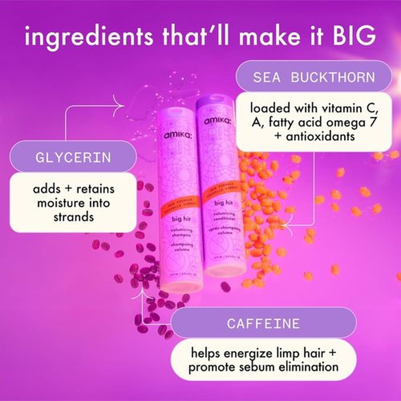 Amika Big Hit Volumizing Shampoo - Boosts Volume & Thickness | 10 Fl Oz