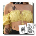 UBICA Semi Permanent Tattoos, 2 Sheets Realistic Temporary Tattoos for Women, Fake Tattoos for Wrist Hand, Waterproof No Reflective, Lasts 2 Weeks (Chicano Lucky Charm & Dark Spider Flower)