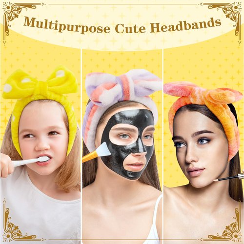 HOFASON 24 Pcs Spa Headband Bulk for Easter Basket Stuffers, Teens Women Girls Flannel Bow Bulk Makeup Hairband for Washing Face Skincare, Stocking Stuffers, Slumber Bachelorette Party Favors