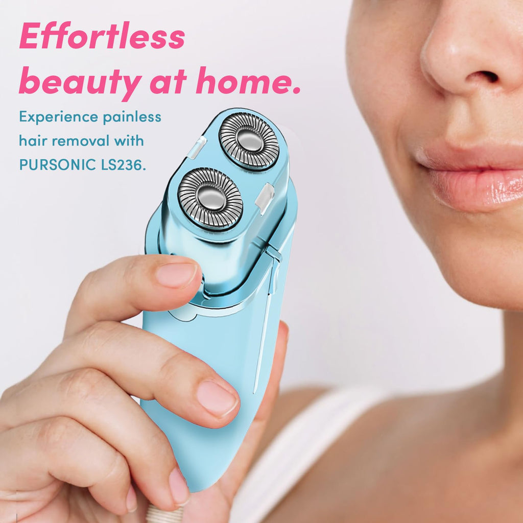 PURSONIC Electric Shaver for Women - Painless Facial Hair Remover, Bikini & Pubic Trimmer, Epilator