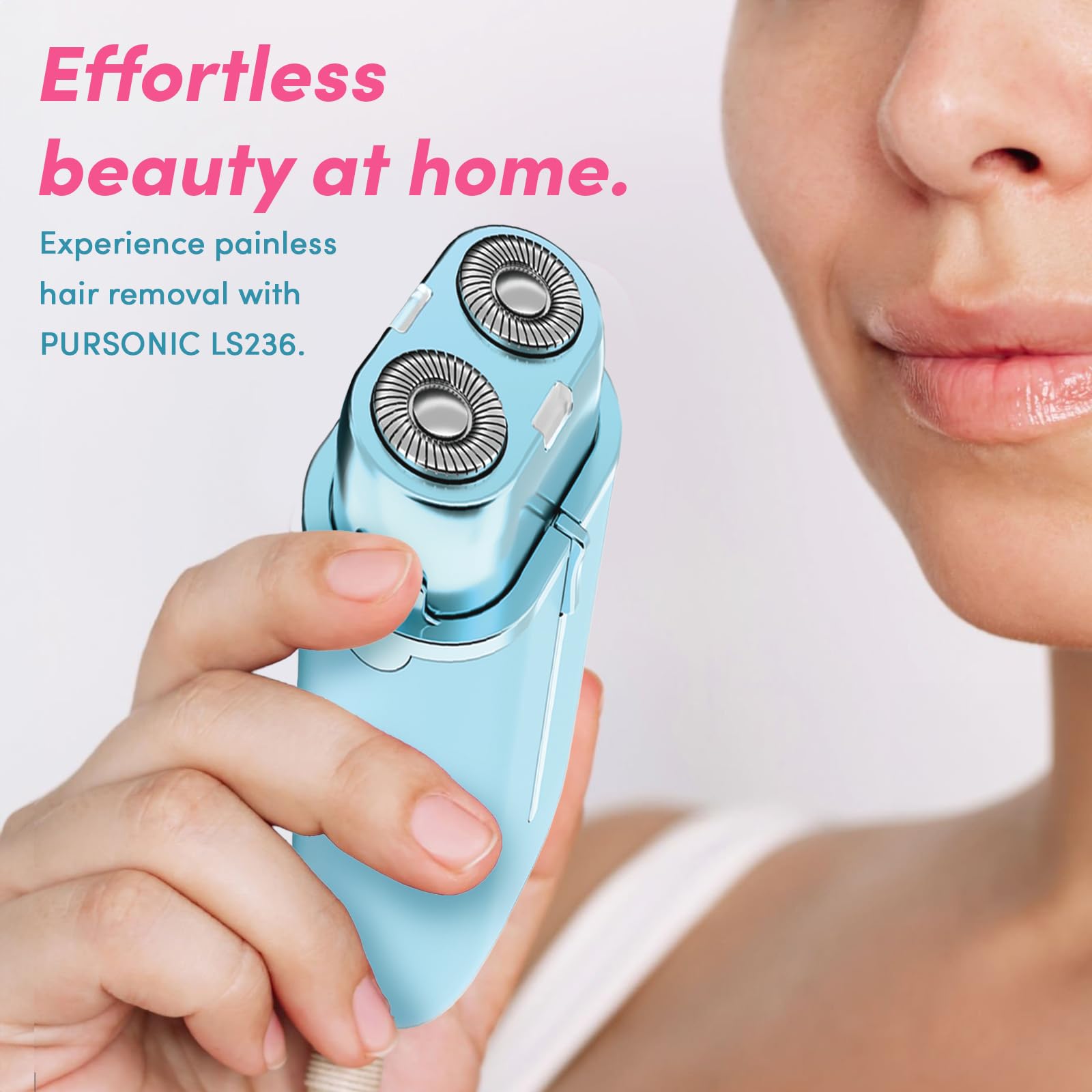 PURSONIC Electric Shaver for Women - Painless Facial Hair Remover, Bikini & Pubic Trimmer, Epilator