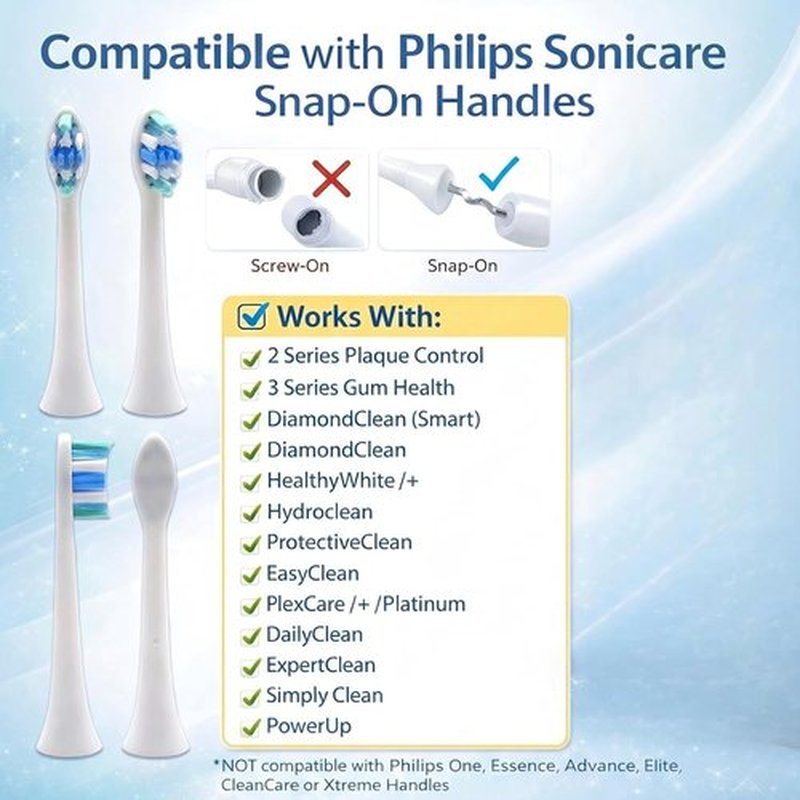 Philips Sonicare Replacement Toothbrush Heads - 8 Pack High Density Dupont Bristles for Plaque Control | White