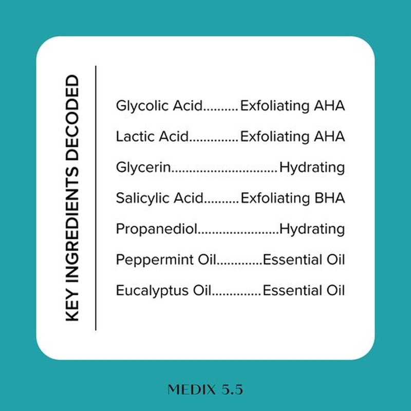 Medix 5.5 Glycolic Acid + Lactic Acid Exfoliating Body Wash Gel | KP Bump Eraser | AHA Exfoliant Skin Care Body Cleanser | Keratosis Pilaris & Acne | Anti Aging AHA Foaming Body & Face Wash, 15 Fl Oz