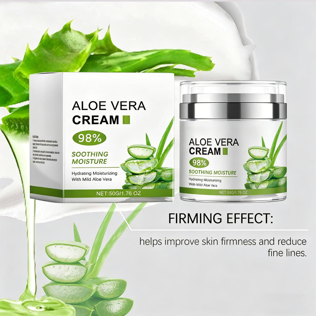 gcdat Aloe Vera Face Moisturizer with Airless Pump, 98% Aloe Vera Cream，Hydrating and Moisturizing for Dry Skin, Reducing Fine Lines, Soothing & Rapairing after Sun, 1.7 Fl. Oz