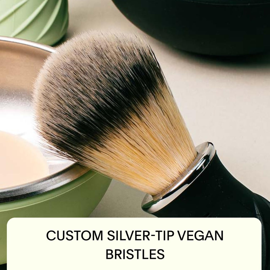 Leaf Shave Grooming Brush - Metal & Silicone Handle, Black