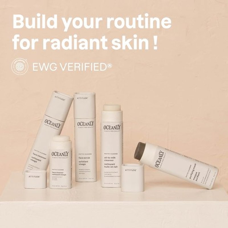ATTITUDE Oceanly Face Scrub Stick - EWG Verified, Plastic-Free, Vegan & Cruelty-Free | 1 Ounce