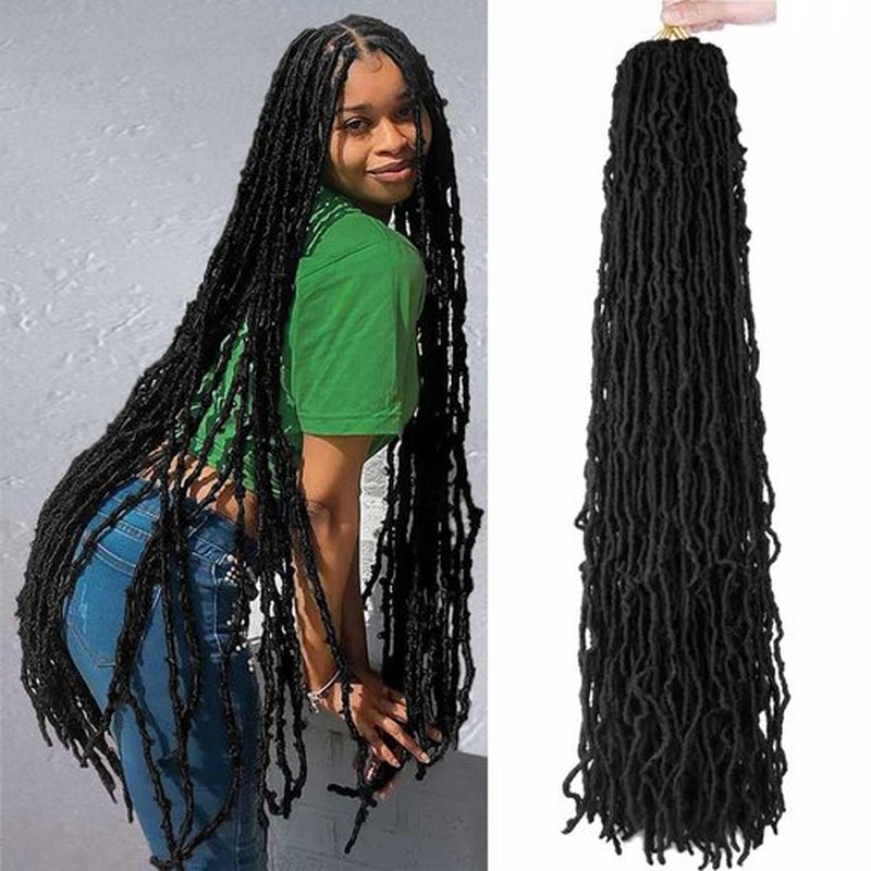7 Packs 36 Inch Soft Locs Crochet Hair Pre Looped Curly Wavy Distressed Faux Locs for Butterfly Locs Crochet Braids for Black Women (1B, 36 Inch(pack of 7))