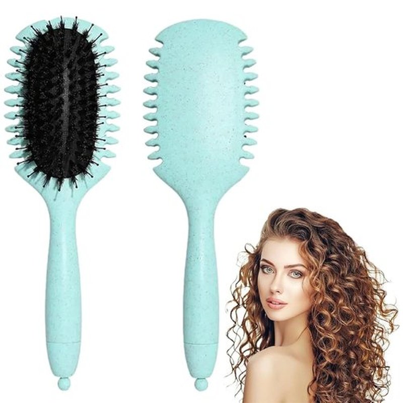 Regine Switzerland Curl Define Brush - Detangling Boar Bristle & Nylon Pins for Curly Hair | Green