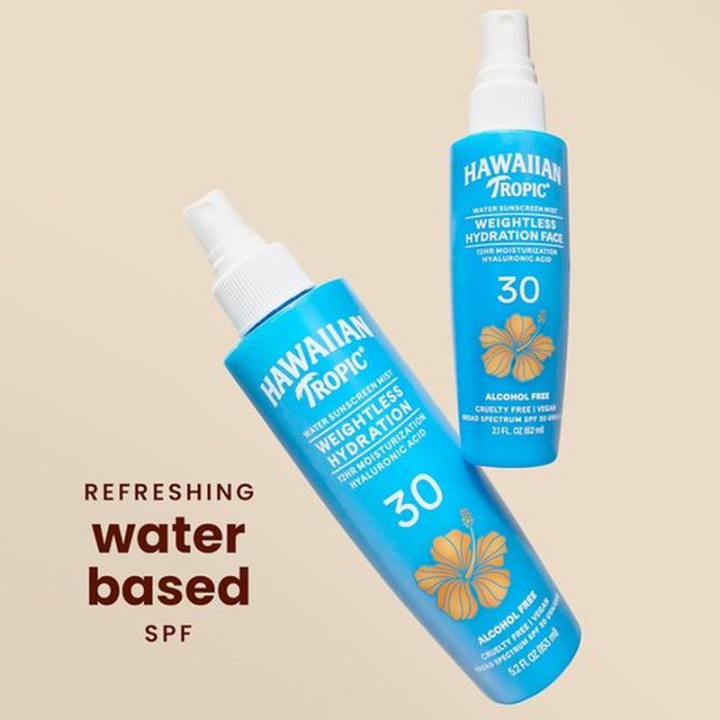 Hawaiian Tropic Weightless Hydration Water Mist SPF 30 - Non-Aerosol Body Spray, 5.2 Fl Oz