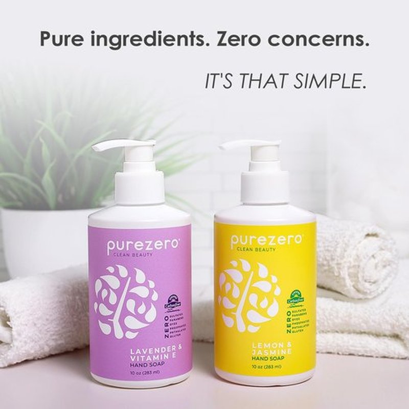 Purezero Lemon & Jasmine Hand Soap Refreshing Citrus Scent, Moisturizing & Sulfate-Free, Vegan Liquid Hand Wash, Formulated Without Parabens, Cruelty-Free, 10 ounces (3 Pack)