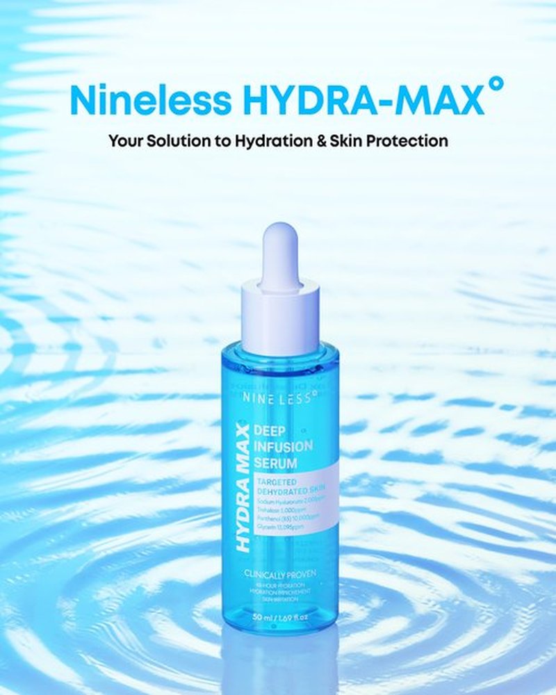 NINELESS HYDRA-MAX Deep Infusion Serum –48hr Korean Hydrating Face Serum with Hyaluronic Acid, Panthenol - 5 Ceramides -Deep Moisture, Fast Absorbing, All Skin Types, 1.69 fl.oz.
