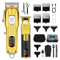 HIENA PRO Hair Clippers Set for Men, Professional Barber Kit for Hair Cutting, Cordless Rechargeable Clippers and Trimmers Set, Hair Cutting Kit with LED Display, USB, Gifts for Men (Gold Black)