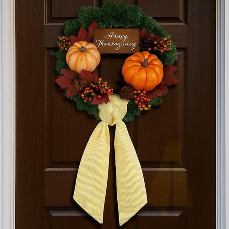 Skiennix Yellow Striped Wreath Sash - 5.12" Wide x 54.33" for Fall & Thanksgiving Door Decor