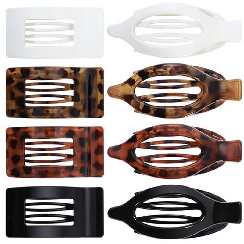 Artchita 8Pcs French Flat Hair Clips for Women 2 Styles Claw Clips for Girls Matte Flat Hair Claw Clips for Thin and Thick Hair Large Non-slip Strong Hold Hair Accessories for Women (Tortoise)