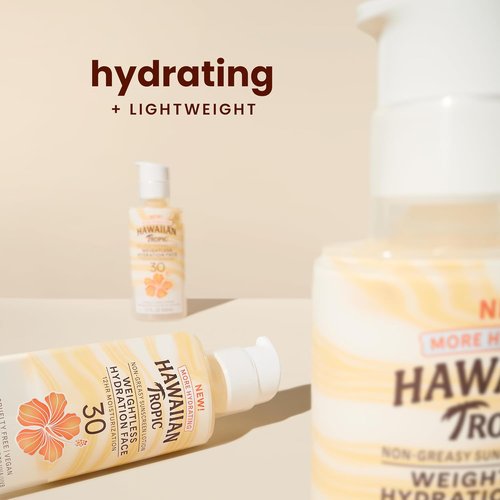 Hawaiian Tropic Weightless Hydration Lotion Sunscreen SPF 30 - Travel Size 1.7oz | Essential Sun Protection for Face