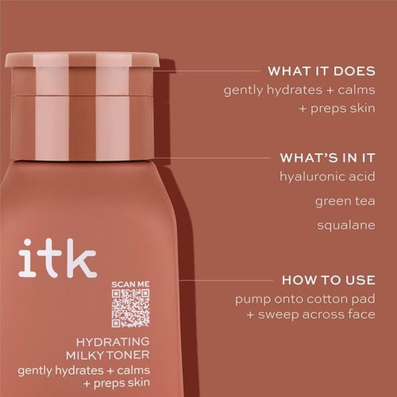 ITK Hydrating Face Toner - Hyaluronic Acid & Green Tea for Dry Skin Relief | Soothing Vegan Formula - 5 oz.