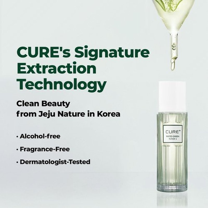 Cure Phyto Green Toner Essence with Aloe Vera & Green Tea, Soothing Korean Face Toner for Sensitive Skin, Alcohol-Free Hydrating Formula, 4.4 fl oz. Kim Jeong Moon Aloe