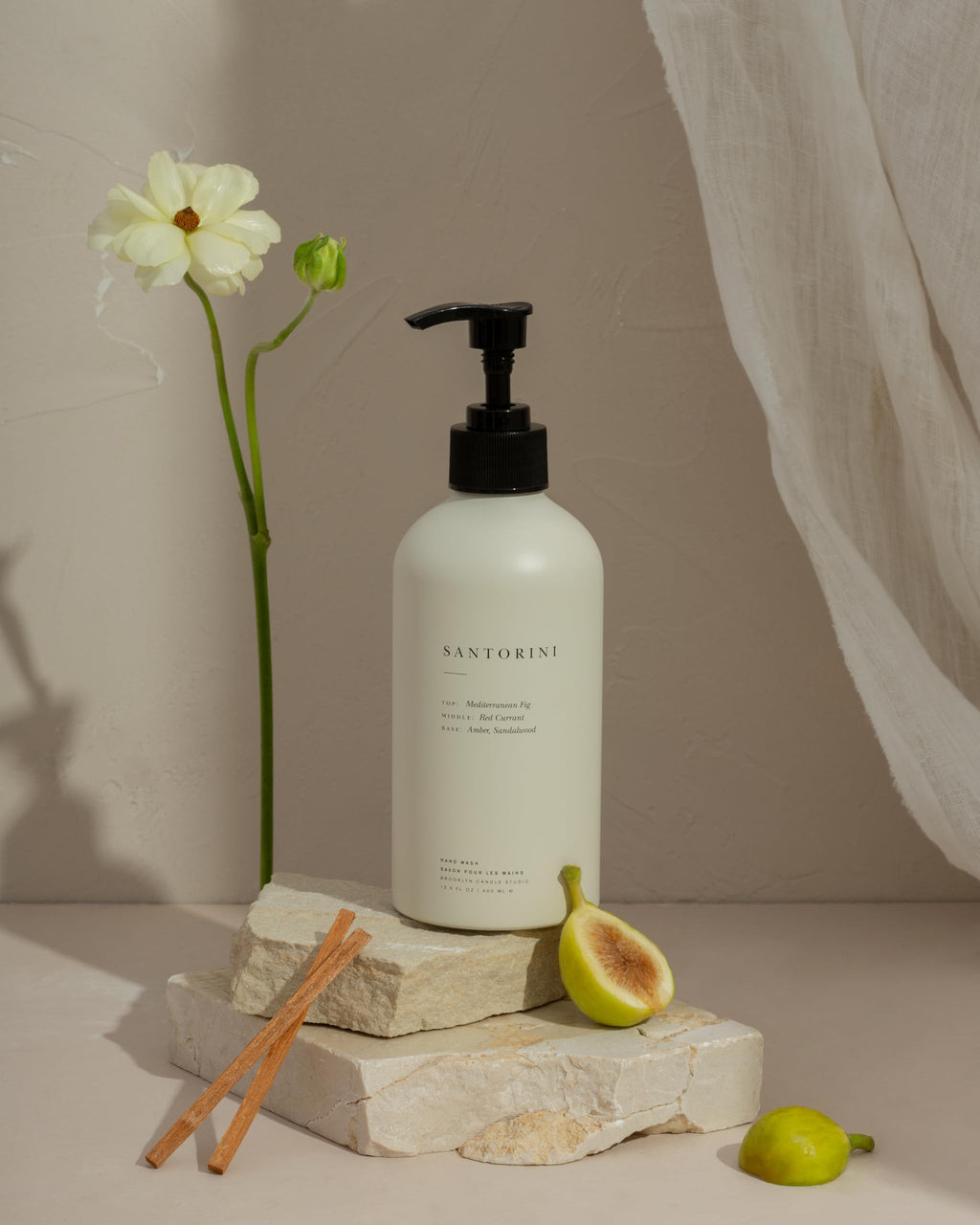 Brooklyn Candle Studio Santorini Hand Wash - Nourishing & Moisturizing Hand Soap, Fig, Sandalwood & Amber, Organic Ingredients, Vegan, Paraben Free, 13.5oz