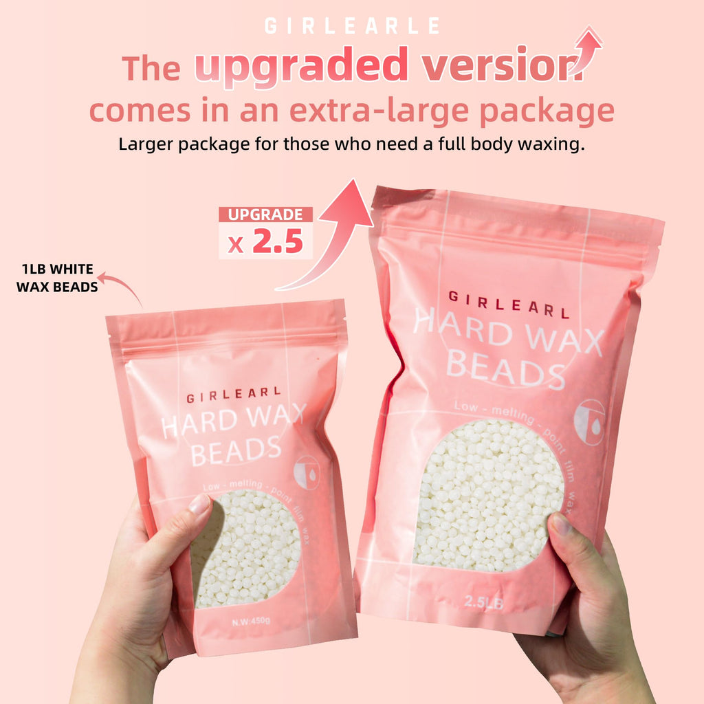 GIRLEARLE 2.5lb Unscented Wax Beads for Hair Removal, Brazilian Bikini Hard Wax for Women Men, Hard Wax beads Perfect for Full Body Legs, Face and Underarms at Home Waxing Beads for Sensitive Skin