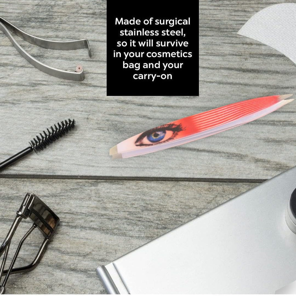 Z-Tweeze Professional Stainless Steel Dual Ended Precision Tweezers - Eye Spy Collection (Red)