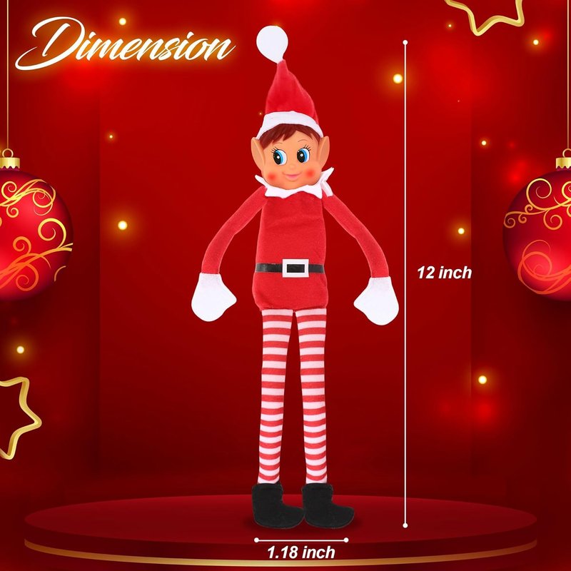 Elfette Plush Toy - Christmas Elf Behaving Badly | Naughty Bendy Doll | 12 Inches