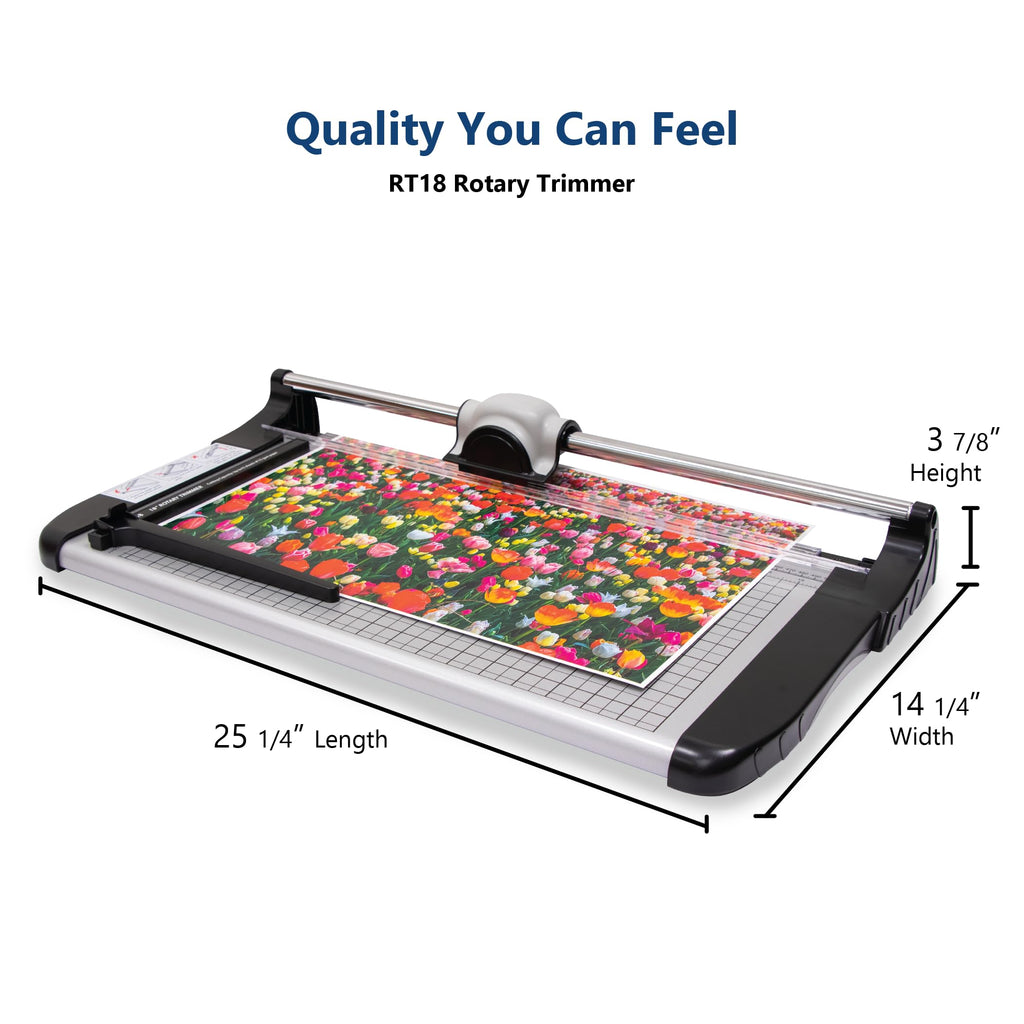 United Office Products RT18 Commercial Rotary Paper Trimmer, Sturdy Metal Base, 18" Cut Length, 15 Sheet Capacity, Paper Cutter for Offices, Schools and Crafts