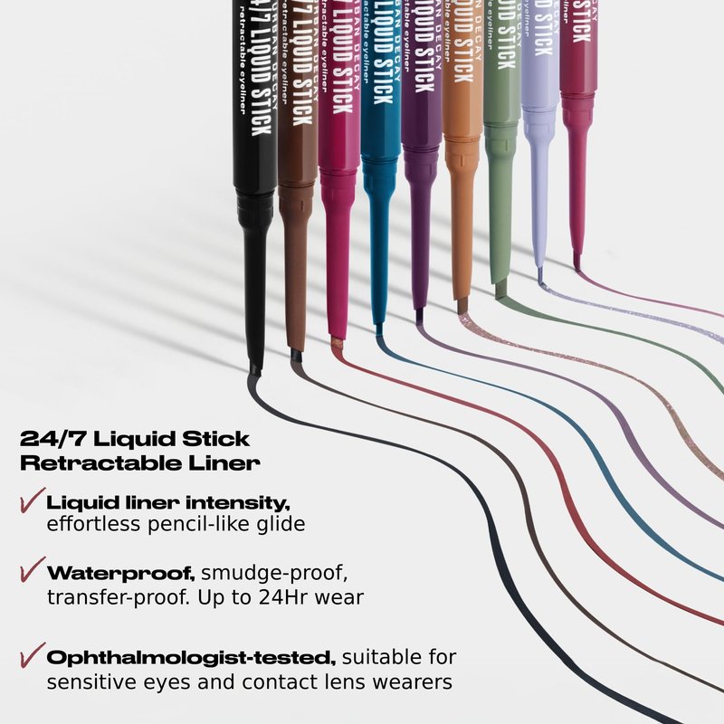 Urban Decay 24/7 Liquid Stick Waterproof Eyeliner - Smudge-Proof, Transfer-Proof, Up to 24HR Wear, Dual-Ended Retractable Gel Liner with Blending Eye Brush - Brown Noise (deep matte brown)