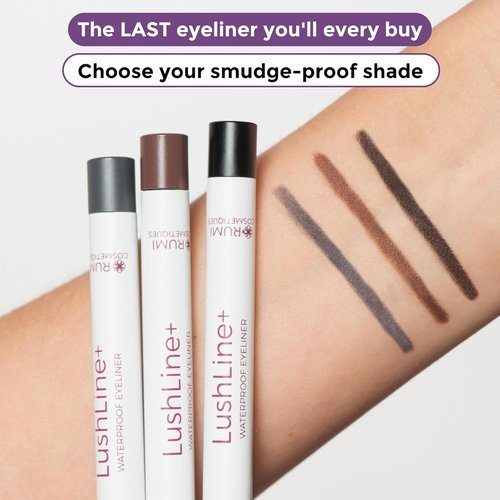Rumi Cosmetiques LushLine+ Waterproof Eyeliner Pencil - Smudge Proof & Long-Lasting | Natural Brown for Sensitive Eyes