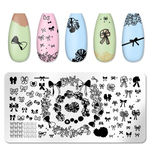 SILPECWEE 6 Pieces Nail Stamping Plate Valentine's Day Nail Stamps Heart Nail Art Stamping Kit Holiday Nail Template Plates Nail Art Supplies