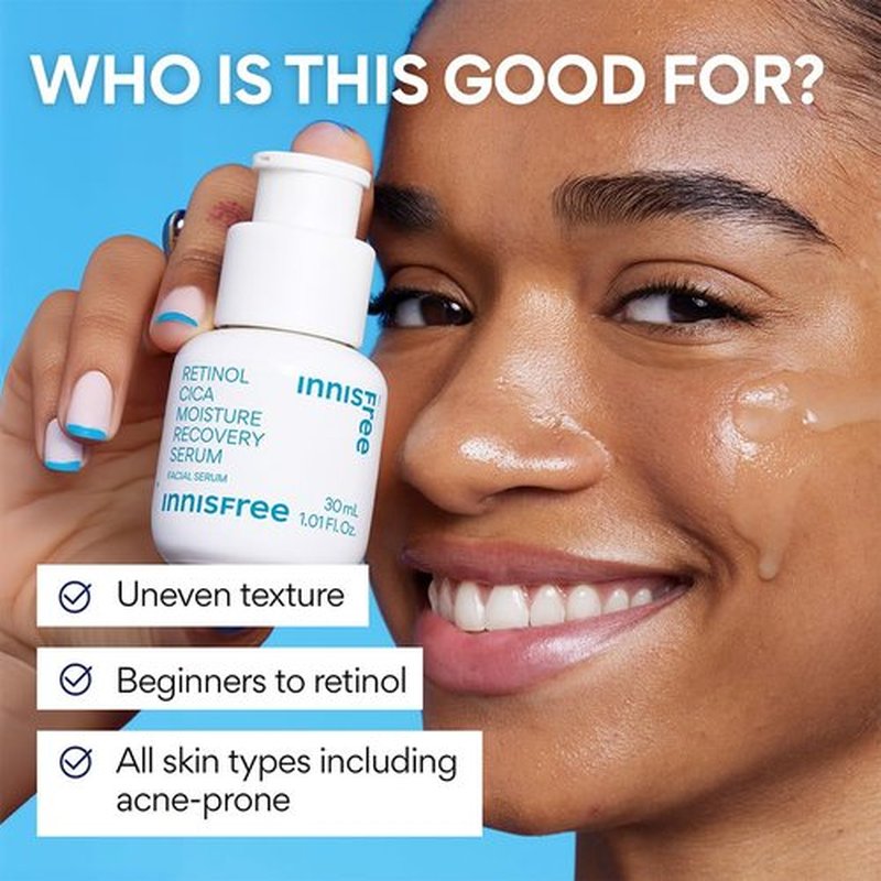 Innisfree Retinol Cica Serum - Salicylic Acid Moisture Recovery Treatment for Beginners | Face Care