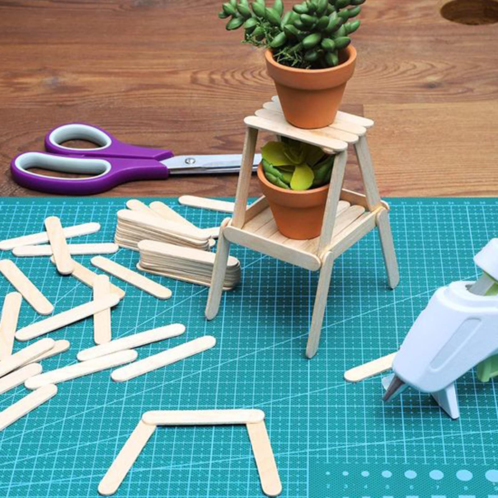 WISYOK 450PCS 2.5 inch Craft Sticks, Wood Popsicle Sticks, Craft Sticks for Home and School Crafts, Ideal for Arts and Handwork