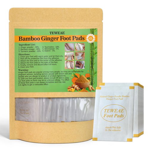 TEWEAE 122 Pads Foot Pads Natural Turmeric & Ginger, Wormwood, Bamboo Vinegar, Included 122Pads Goodnight Patches and 122 Adhesive Sheets