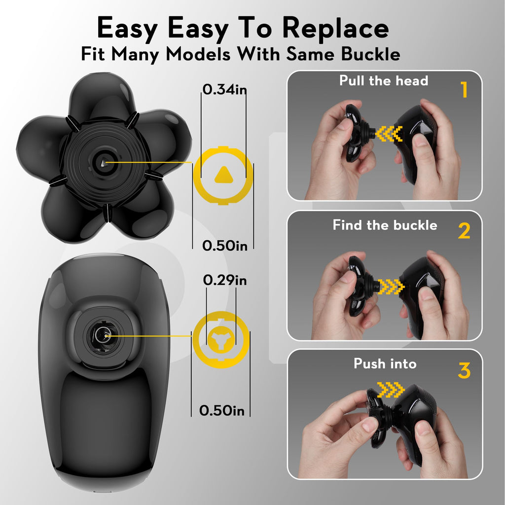 Kibiy 6D Blade Replacement Heads, Electric Shaver Replacement Head for Electric Razor for Men Wet and Dry Compatible Many Models Waterproof Head Razor - Black