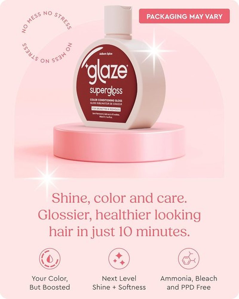 Glaze Color Conditioning Gloss - Tinted Moisturizer for Brown & Red Hair, Boosts Shine & Repairs Damage - Auburn Spice, 6.4 oz