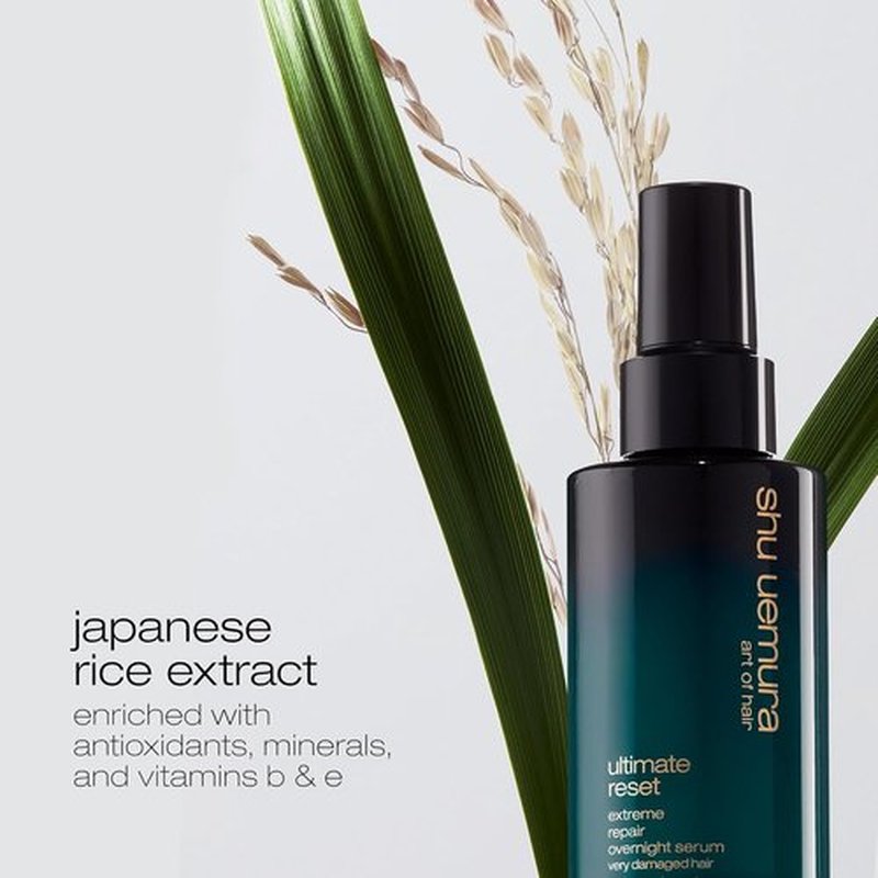 Shu Uemura Ultimate Reset Hair Serum - Extreme Repair Night Treatment for Dry, Damaged Hair with Japanese Rice Extract