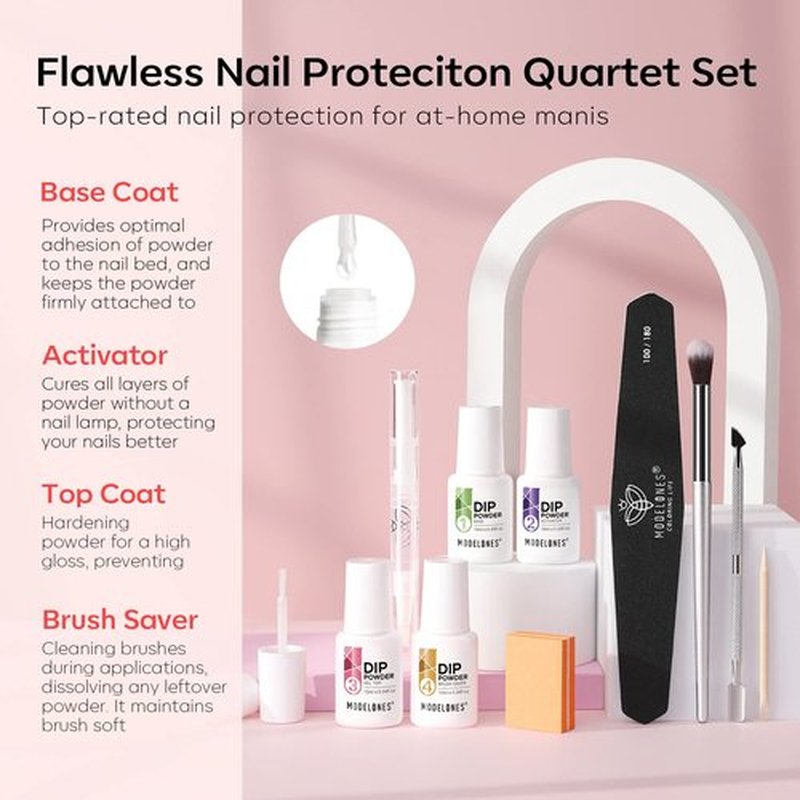 Modelones Dip Powder Nail Kit Starter, 20 Colors Dipping Powder Liquid Set Base&Top Activator for French Nail Art Salon DIY Kit