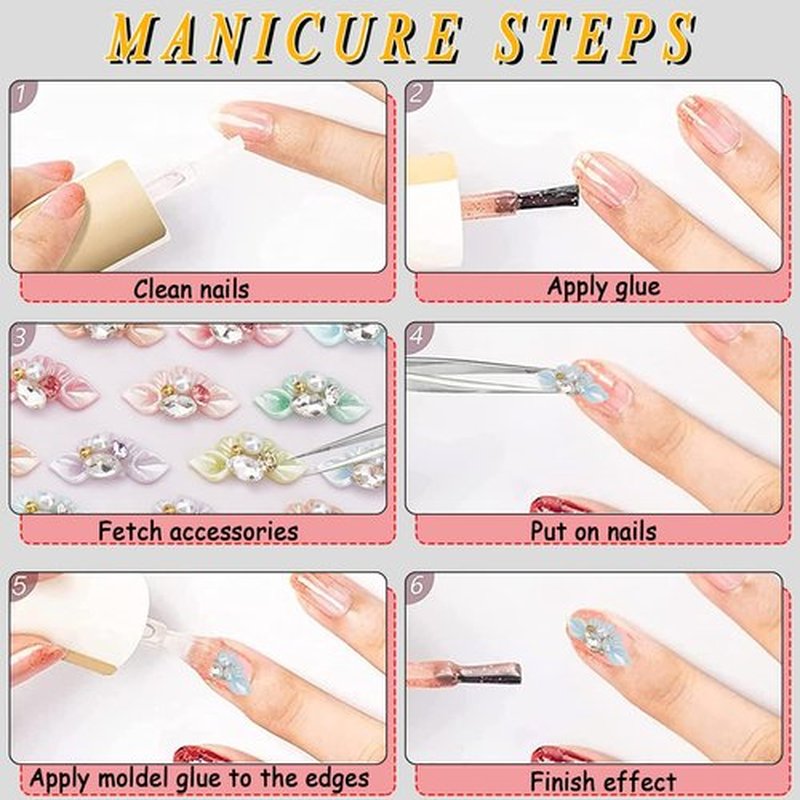 20 Pcs 3D Nail Charms Flower Nail Art Charms Pearl Petals Nail Gems and Rhinestones Handmade by Acrylic Nail Decorations Accessories for Women Girls Nail DIY Crafting Supplie
