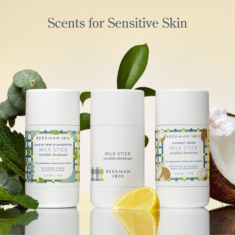Beekman 1802 Milk Stick Deodorant - All-Day Invisible, Aluminum-Free - 2.5 oz - Sensitive Skin Friendly