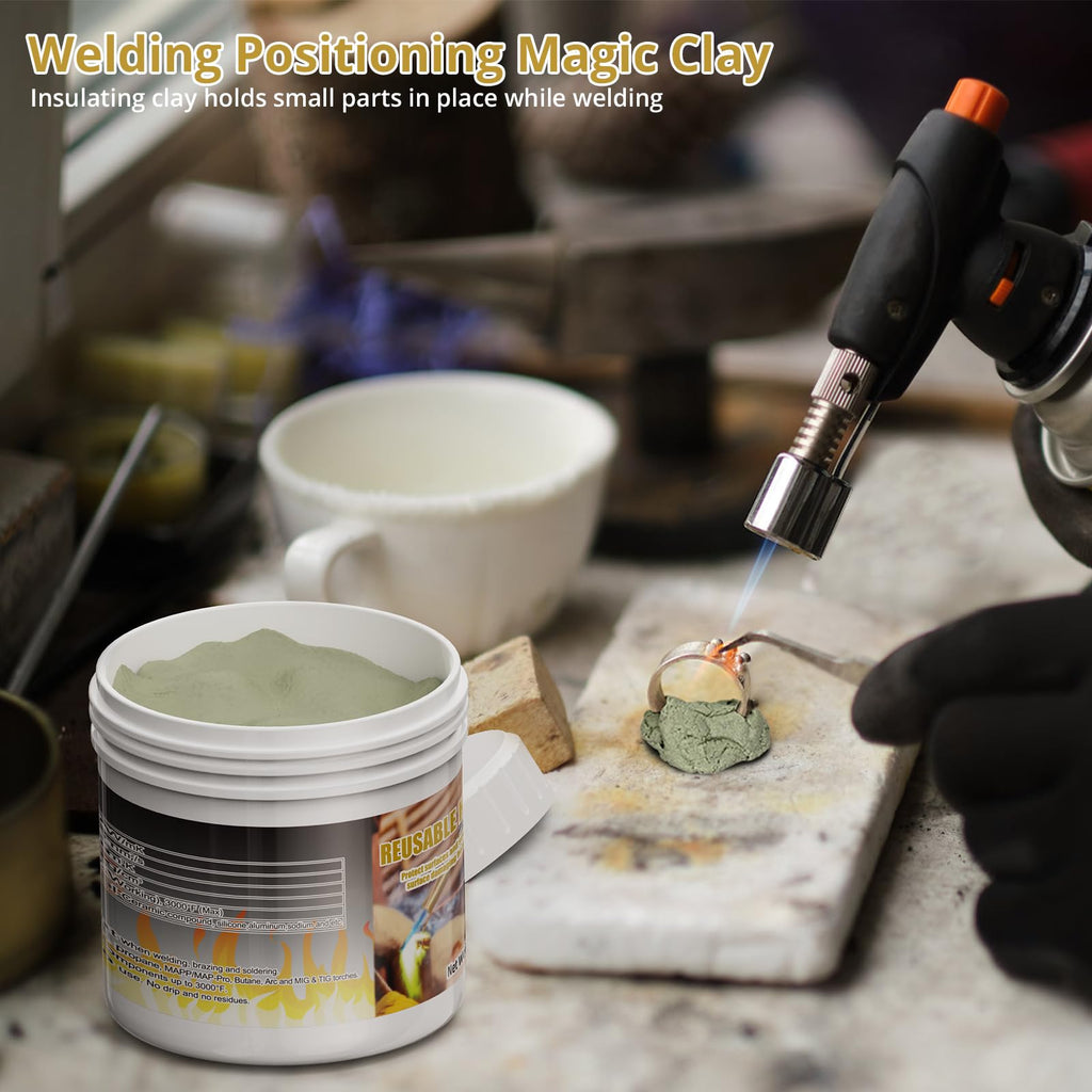 Semlos Heat Blocking Putty Jar (1), The Moldable & Reusable Solder Heat Insulation Clay, Heat Barrier for Installing Sight Glasses, TXV Valves, Directional Valves et al（12 oz）