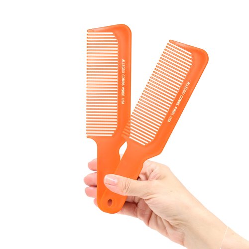 Allegro Combs 9001 Hair Combs Flat Top Clipper Blending Fading Combs Cutting Barber Flattop Thinning Hair Combs Hairstylist Flexible For Women Men Shampoo Usa 2 Pc. (Neon Orange)