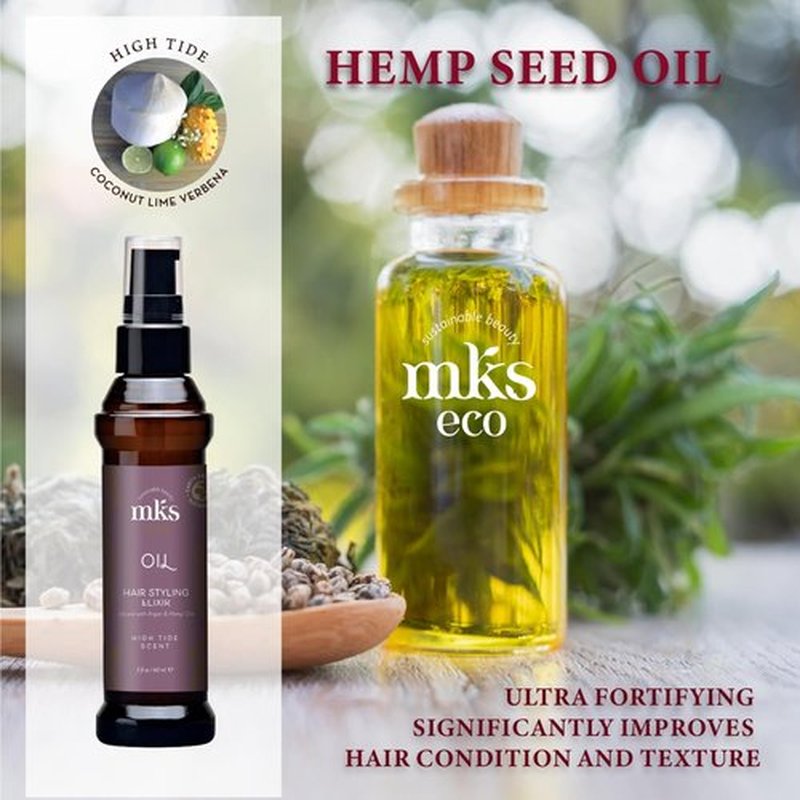 MKS Eco Oil - Hair Styling Elixir with Moroccan Argan & Hemp Seed Oil - Nourish, Control Frizz & Enhance Smoothness - Vegan & Cruelty-Free