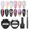 MIZHSE White and Black Poke Gel Nail Polish, with Professional Poke Foundation Gel and Brush Tool, Multifunctional Drawing Painting Nails Art Design Lace Letters Wave Flower Manicure DIY Home