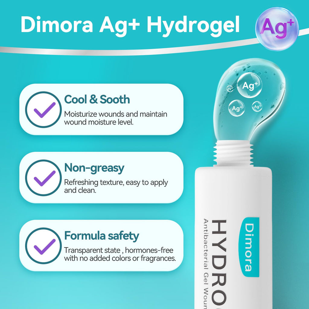 Dimora Silver Hydrogel Gel Wound Dressing-3 Packs 3oz (28gx3), Silver Hydrogel First Aid Ointment for Soothing & Wound Healing, Silver Hydrogel Care for Minor Abrasions, Cuts, Lacerations and Scalds.