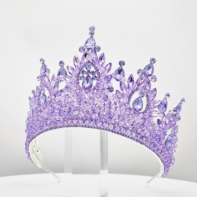 Purple Crowns for Women Tall Princess Birthday Tiaras Lavender Crystal Gemstones Light Purple Tiaras for Quinceanera Pageant Wedding Prom Costume Cosplay