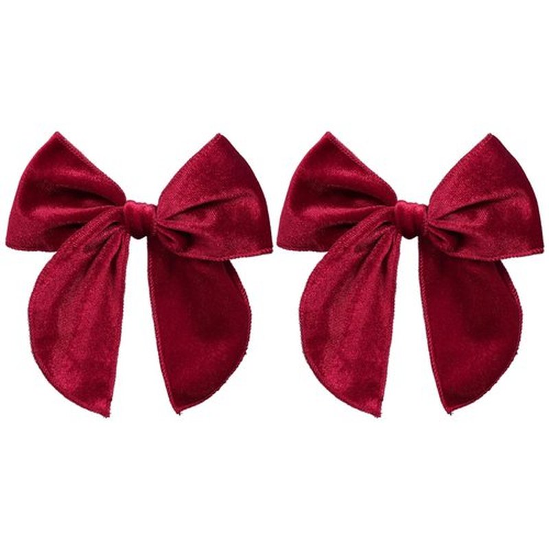 Dark Red Velvet Ribbon Hair Bows 2PCS 5inch Soft Burgundy Velvet Fable Bow Alligator Clips for Toddler Teen School Girls Kids Baby Christmas Ponytail Knot Bows Hair Accessories Gift