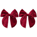 Dark Red Velvet Ribbon Hair Bows 2PCS 5inch Soft Burgundy Velvet Fable Bow Alligator Clips for Toddler Teen School Girls Kids Baby Christmas Ponytail Knot Bows Hair Accessories Gift