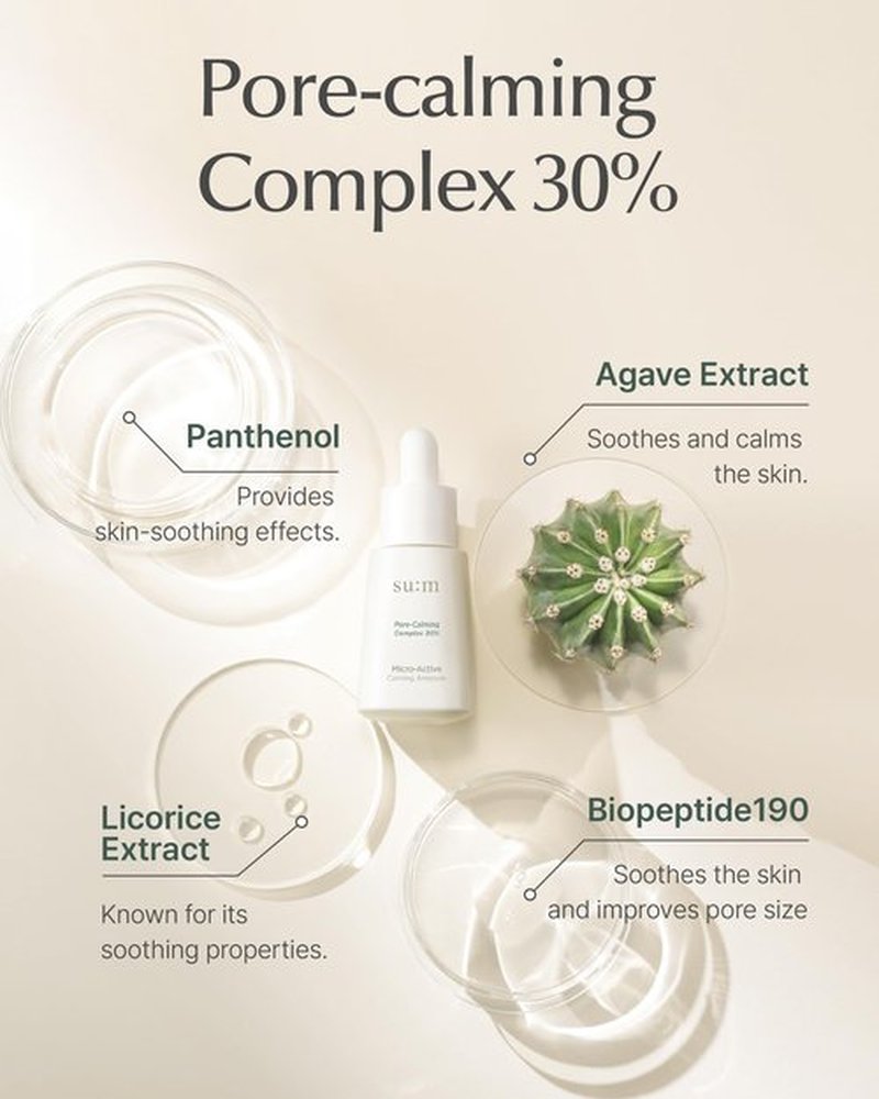 SU:M Micro-Active Calming Ampoule (0.5 fl oz) - Soothing Serum for Redness & Uneven Skin Texture, Provides Quick Relief for Sensitive Skin, Herbal Scent, Korean Skin Care