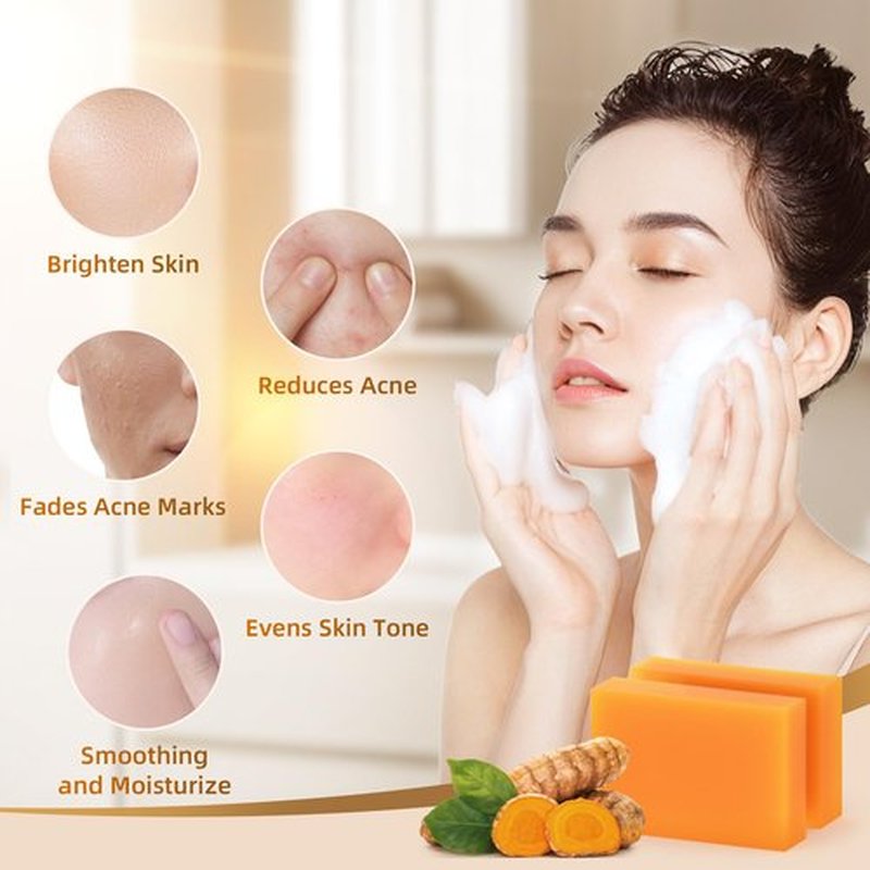 HOYEHOLA Kojic Acid Turmeric Soap Bar - Dark Spot Remover for Face Even Skin Tone, Moisturizing & Nourishing Natural Ingredients 4Packs